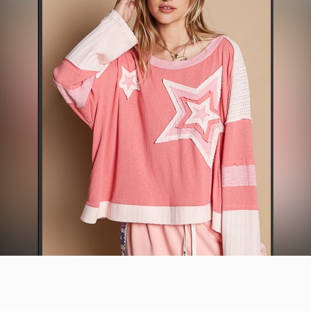 Chic Pink Star Sweater